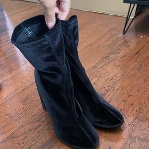 Black velvet booties